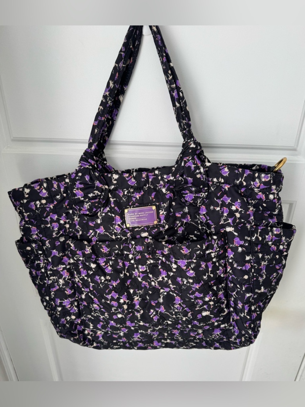Marc By Marc Jacobs purple Floral Tote Shoulder Bag Baby laptop carryall gym